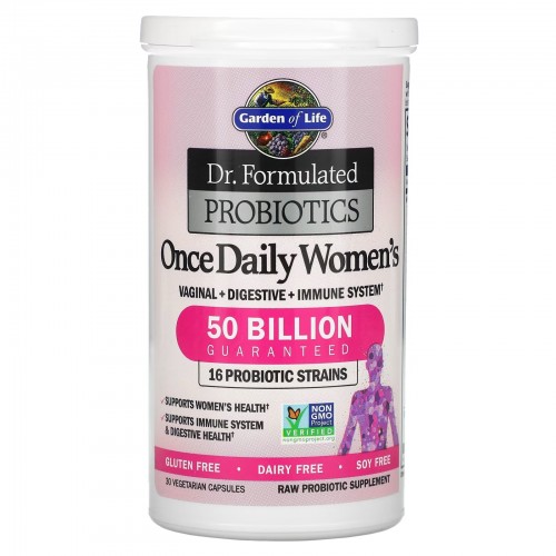 Garden of Life, Dr. Formulated Probiotics, пробиотики, одна таблетка в день для женщин, 30 вегетарианских капсул Garden of Life, Dr. Formulated Probiotics, пробиотики, одна таблетка в день для женщин, 30 вегетарианских капсул
